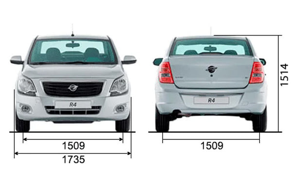 Габариты RAVON R4 | Вид спереди и сзади