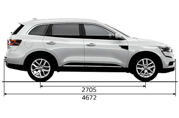 Габариты RENAULT Koleos | Вид сбоку