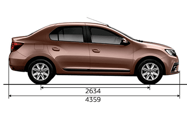Габариты RENAULT Logan | Вид сбоку