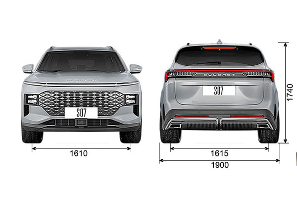Габариты SOUEAST Новые авто в наличии | Вид спереди и сзади