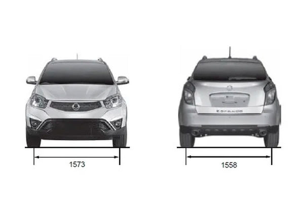 Габариты SsangYong Actyon | Вид спереди и сзади