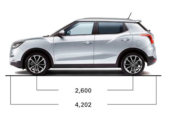 Габариты SsangYong Tivoli | Вид сбоку
