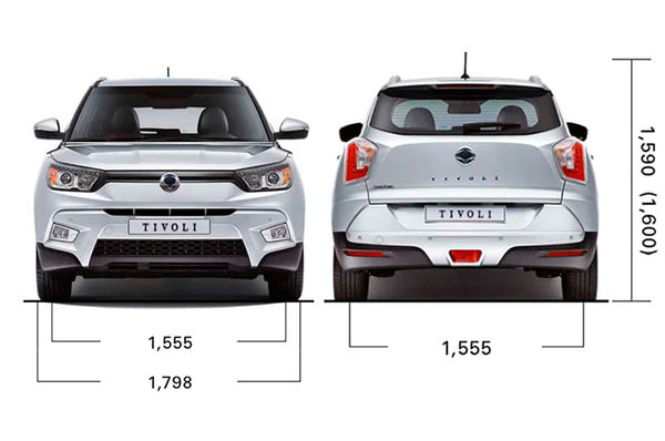 Габариты SsangYong Tivoli | Вид спереди и сзади
