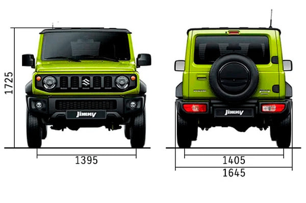 Габариты SUZUKI Jimny | Вид спереди и сзади