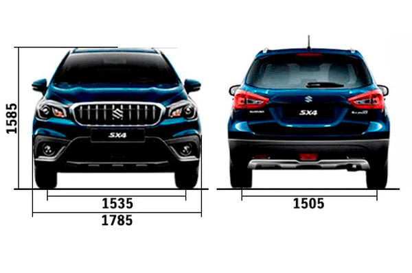 Габариты SUZUKI SX4 | Вид спереди и сзади