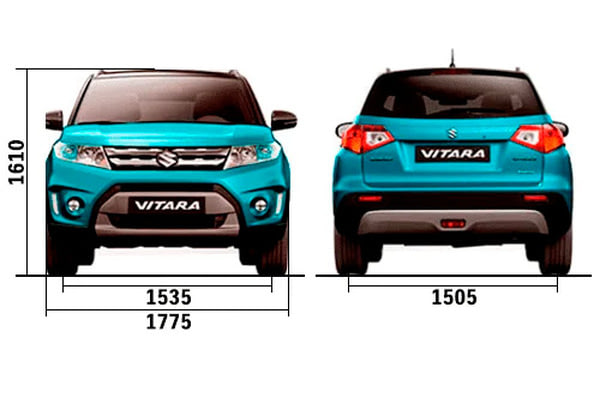 Габариты SUZUKI Vitara | Вид спереди и сзади