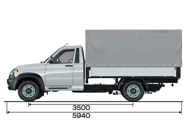 Габариты УАЗ Профи | Вид сбоку